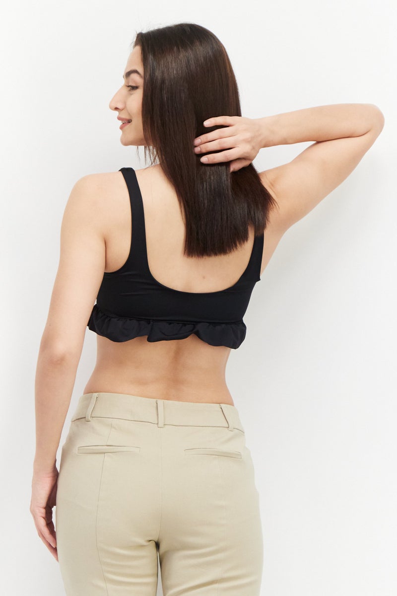 Asos Design Women U-Neck Sleeveless Plain Tops, Black - Image 4