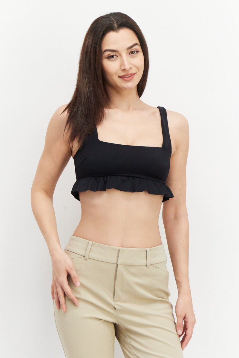 Asos Design Women U-Neck Sleeveless Plain Tops, Black - Image 1