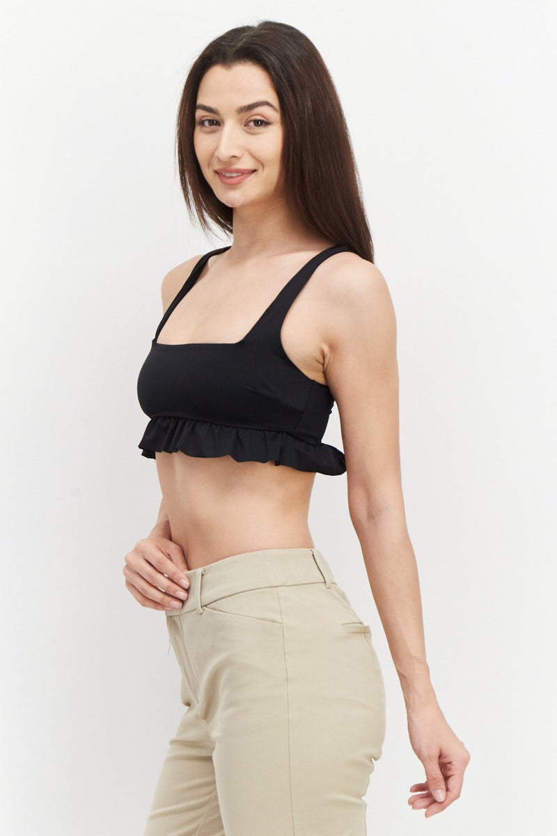 Asos Design Women U-Neck Sleeveless Plain Tops, Black - Image 3