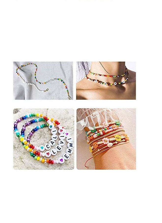 Generic Glass Beads, 24 Slot Multicolor Baking Paint Beads Set Glass Beads Box Alphabet Pattern Beads for DIY Bracelets and Necklace  - Image 4