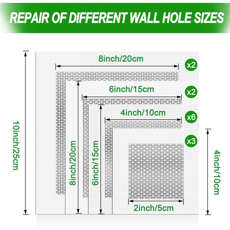 FixBuild Drywall Repair Kit, 13 Piece Aluminum Wall Repair Patch Kit, 2/4/6/8 inch Aluminum Drywall Patch, Quick Fix Plaster - Image 4
