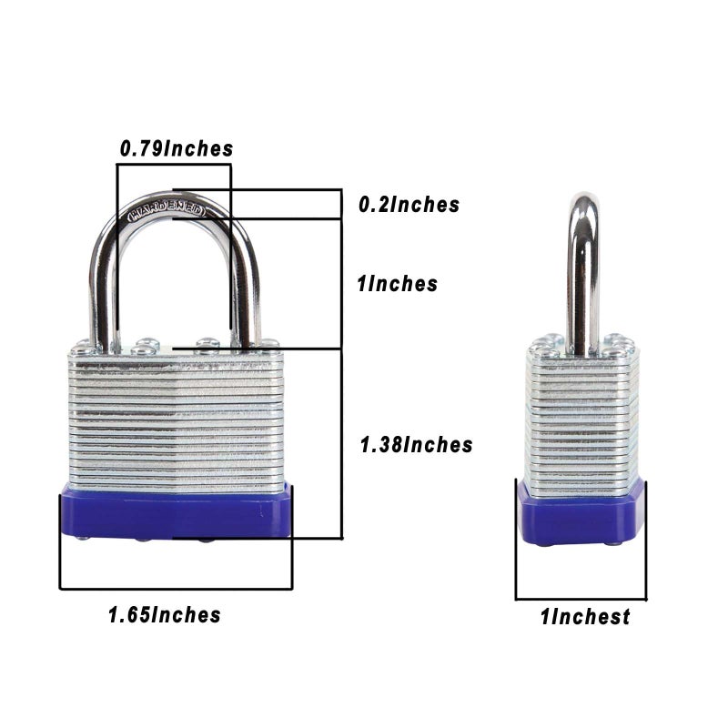 SEPOXÂ® Trinity Keyed-Alike Padlocks Outdoor, Reinforced Laminated Steel Body Heavy-Duty 1-9/16" 40MM, Uncuttable Standard Shackle, 3-Pcs-Lock, 6-Pcs Same Keys, for Gym Locker, Toolbox, Shed, Storage - Image 2