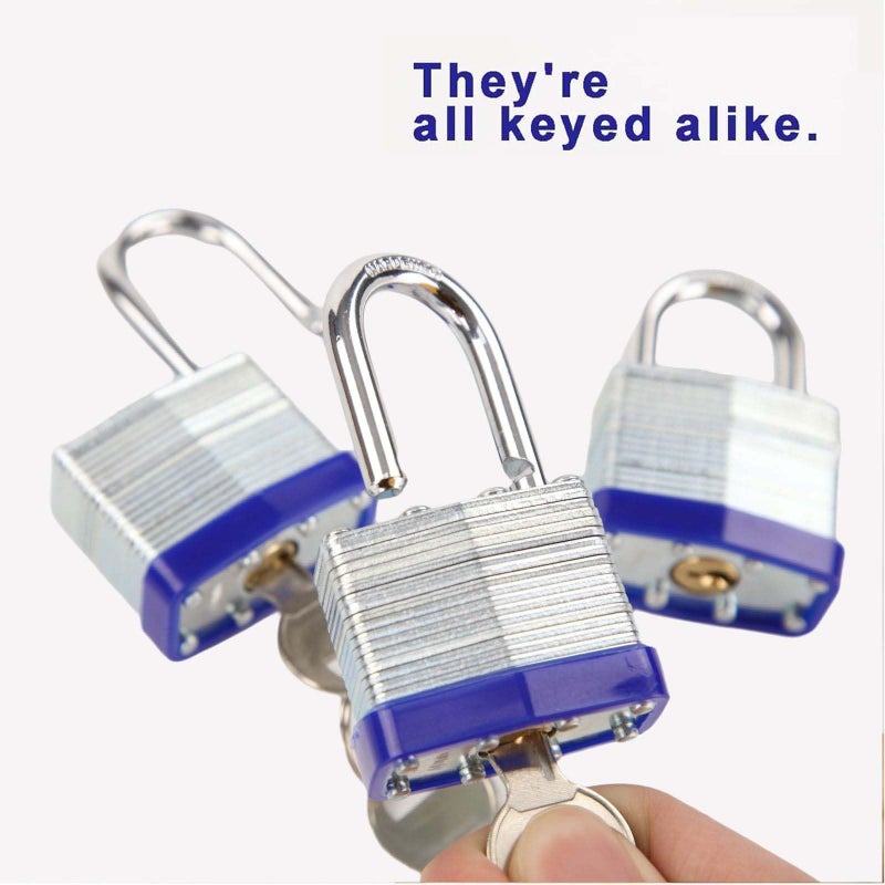 SEPOXÂ® Trinity Keyed-Alike Padlocks Outdoor, Reinforced Laminated Steel Body Heavy-Duty 1-9/16" 40MM, Uncuttable Standard Shackle, 3-Pcs-Lock, 6-Pcs Same Keys, for Gym Locker, Toolbox, Shed, Storage - Image 3