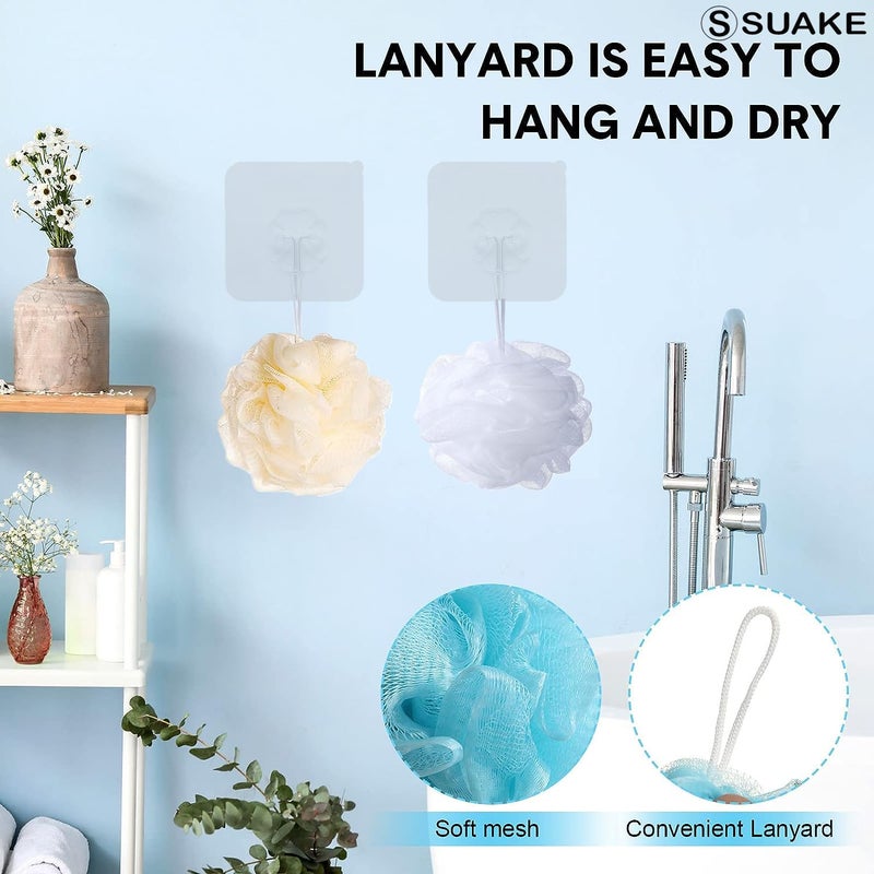 SUAKE Loofah for Bathing - Loofah Scrub Sponge & Body Exfoliator for Men & Women | Soft Shower Loofah with Hanging Handle & Wall Hook - Gentle Bathing Puff - Image 2