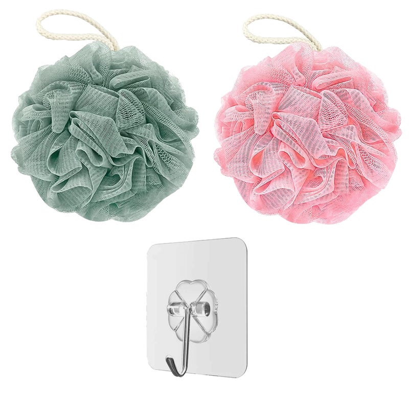 SUAKE Loofah for Bathing - Loofah Scrub Sponge & Body Exfoliator for Men & Women | Soft Shower Loofah with Hanging Handle & Wall Hook - Gentle Bathing Puff - Image 1