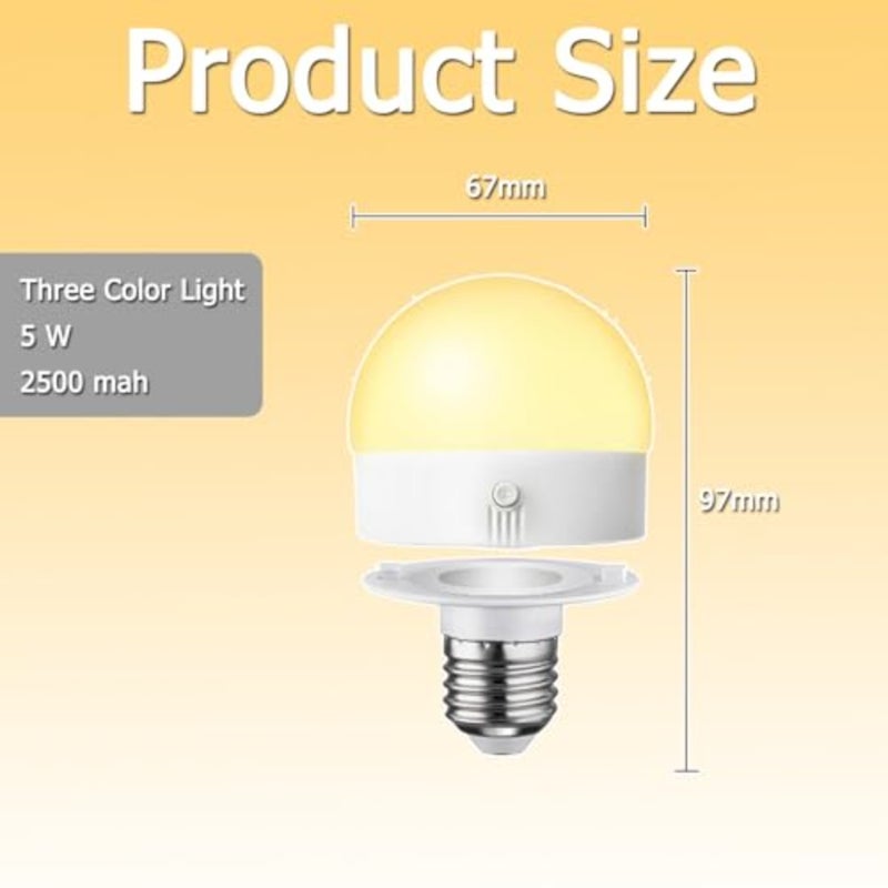 E27 Rechargeable Light, Wireless Cordless Charging Bulbs with Remote Control, Rechargeable Bulbs for Lamps, Dimmable, 3 Color Temperature, Timer, Detachable Charging - Image 5