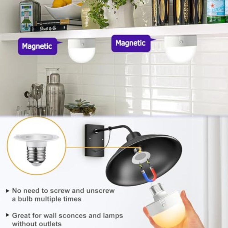E27 Rechargeable Light, Wireless Cordless Charging Bulbs with Remote Control, Rechargeable Bulbs for Lamps, Dimmable, 3 Color Temperature, Timer, Detachable Charging - Image 2