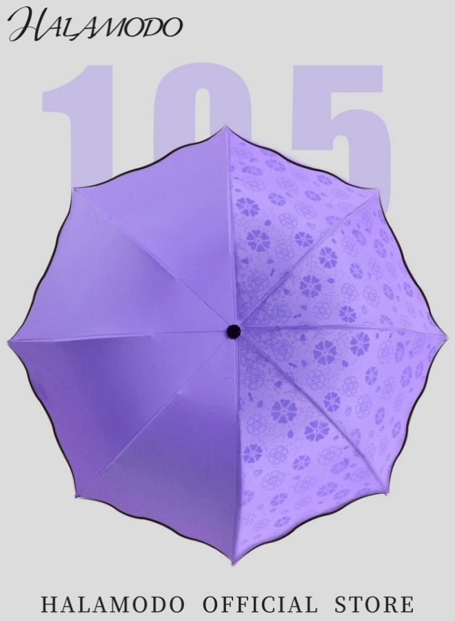 HALAMODO Foldable Umbrella Bloom Flower in Rain Water Lightweight Windproof Compact Parasol Sunshade for Outdoor Sports - Image 2