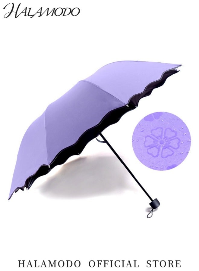 HALAMODO Foldable Umbrella Bloom Flower in Rain Water Lightweight Windproof Compact Parasol Sunshade for Outdoor Sports - Image 5