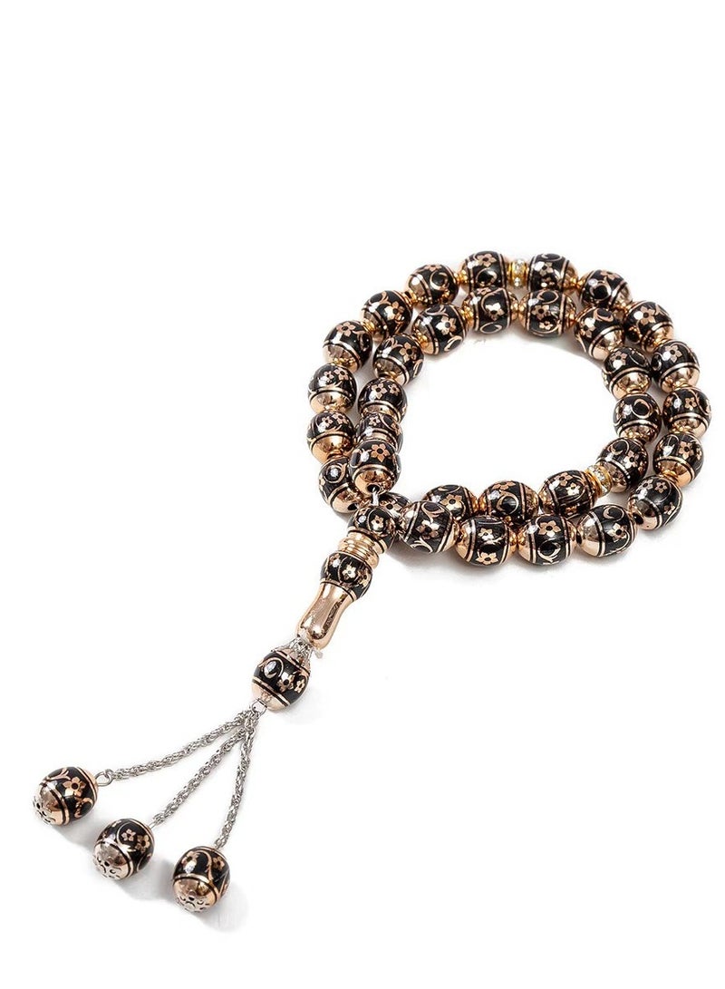 salaam-fashion 33 Beads 12mm Laser-Engraved Mosque Tasbih – Black Islamic Prayer Beads for Ramadan, Hajj & Daily Worship – Elegant Gift Box Included - Image 1