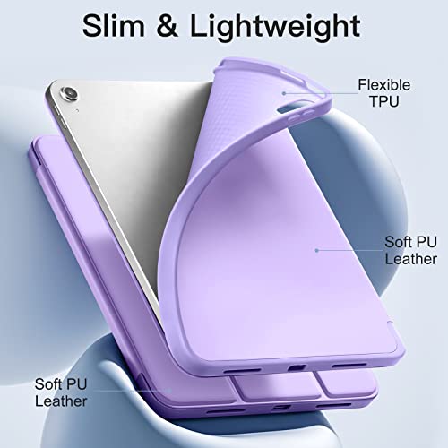 Akkerds Compatible with iPad (A16) 11th Generation Case 11 Inch 2025, for iPad 10th Generation Case 10.9 Inch 2022 with Pencil Holder, Slim Trifold Stand Protective Cover with Soft TPU Back, Lavender - Image 5