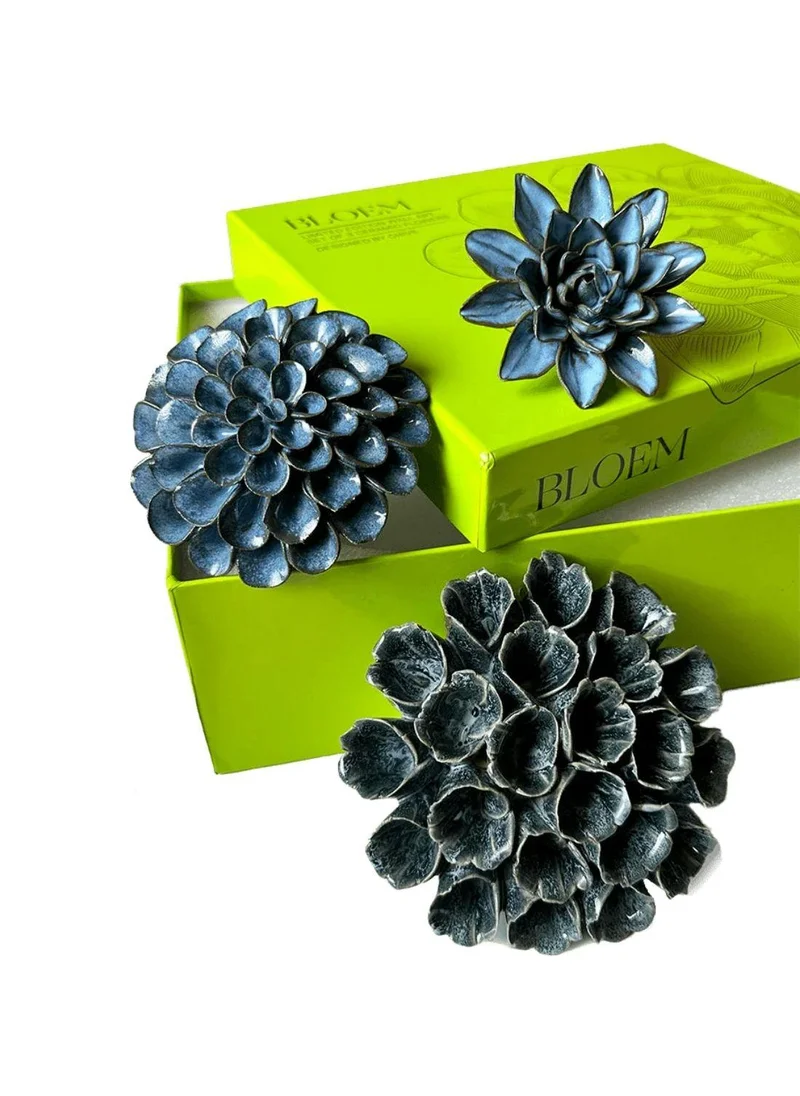 The Saffron Souk Ceramic Flower Wall Art Bloom Box Set