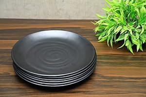 Everbuy Royal Black Matt Finish Melamine Dinner Plates- 11 Inch (Set of 12) - Image 2