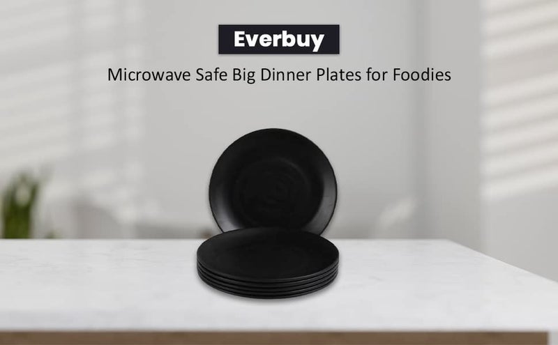 Everbuy Royal Black Matt Finish Melamine Dinner Plates- 11 Inch (Set of 12) - Image 3