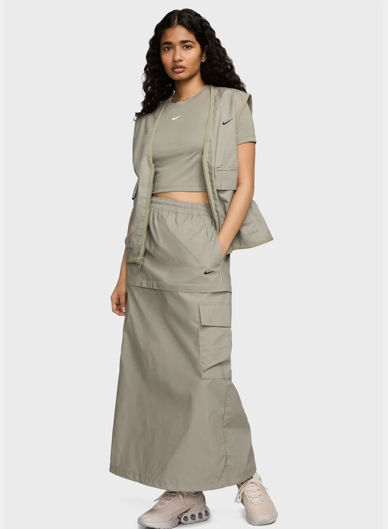 Nike Nsw Essential Woven Midrise Cargo Middi Skirt