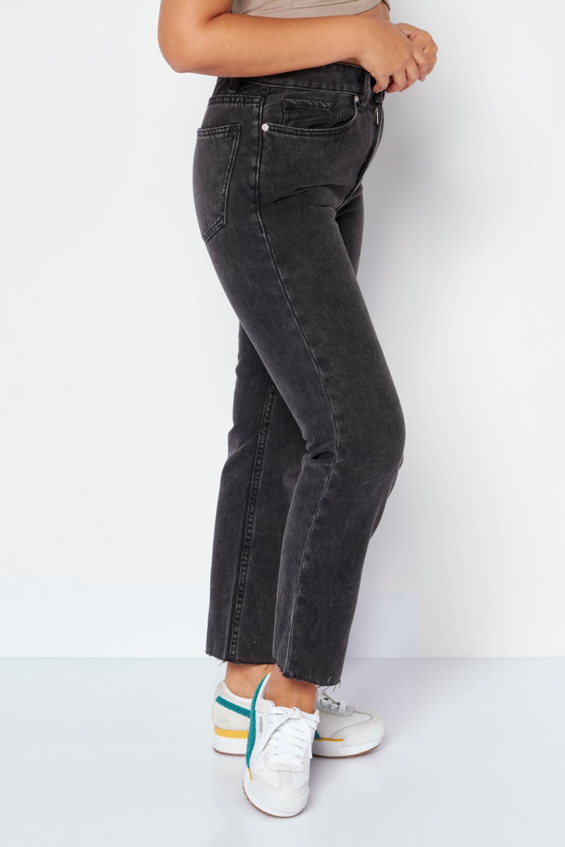 QUIKSILVER جينز نسائي بقصة عادية، مغسول وغير قابل للتمدد، رمادي غامق - Image 3