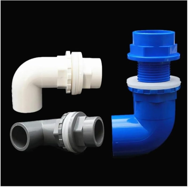 موصل أنابيب PVC أبيض قطر داخلي 50 مم نوع L مكثف لتصريف أحواض الأسماك وري الحدائق - Image 2