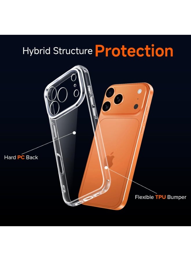 أثير حافظة 3 في 1 لهاتف iPhone 17 Pro ، حماية كاملة للكاميرا مع حزمة من 2 واقي شاشة ، حافظة هاتف رفيعة مقاومة للصدمات وحماية من الصفرة بمستوى عسكري لهاتف iPhone 17 Pro ، شفافة - Image 4