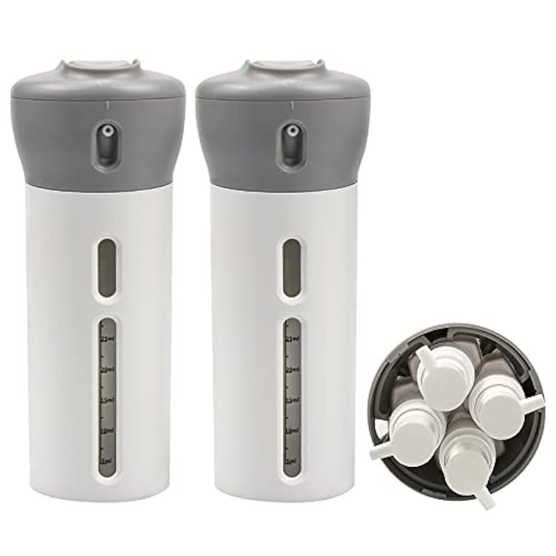 Dionlem 4 in 1 Travel Bottle Dispenser, Gel Shampoo Lotion Set Leak Proof Travel Toiletries Bottles for Sanitizer, Soap, Lotion, Skincare, Makeup (2-Pack) - Image 1