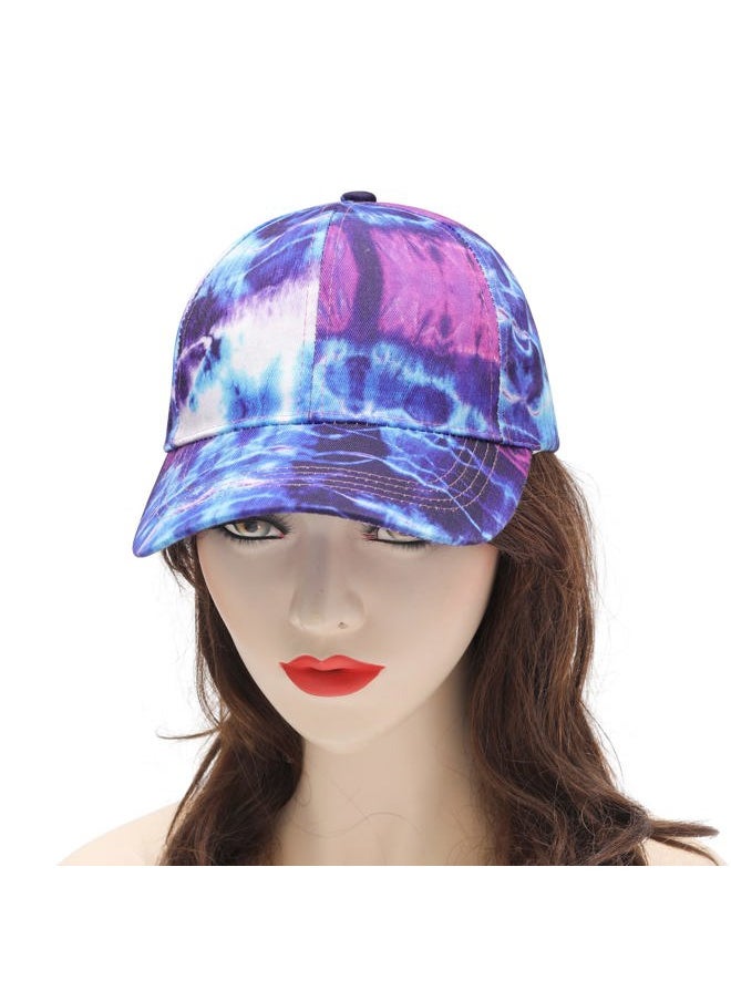 ZLYC Women Fashion Floral Print Baseball Cap Hawaiian Adjustable Snapback Dad Hat (Tie Dyed Blue)  - Image 2