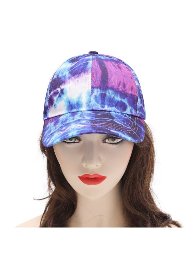 ZLYC Women Fashion Floral Print Baseball Cap Hawaiian Adjustable Snapback Dad Hat (Tie Dyed Blue)  - Image 3
