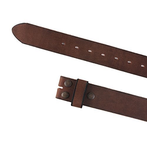 NPET Mens Leather Belt Full Grain Vintage Distressed Style Snap on Strap 1 1/2" Wide Coffee 36"-38" - Image 3