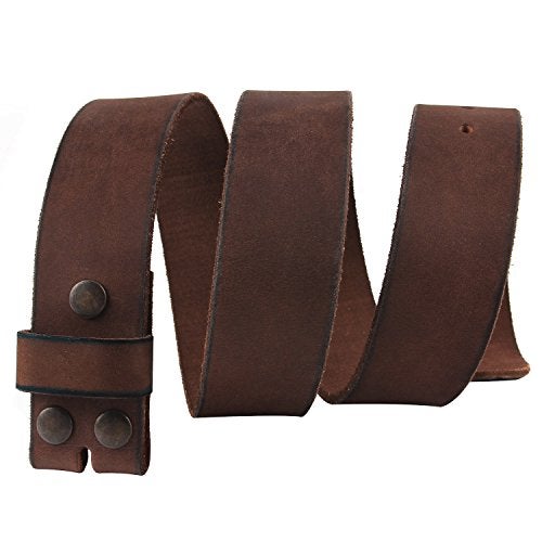 NPET Mens Leather Belt Full Grain Vintage Distressed Style Snap on Strap 1 1/2" Wide Coffee 36"-38" - Image 2