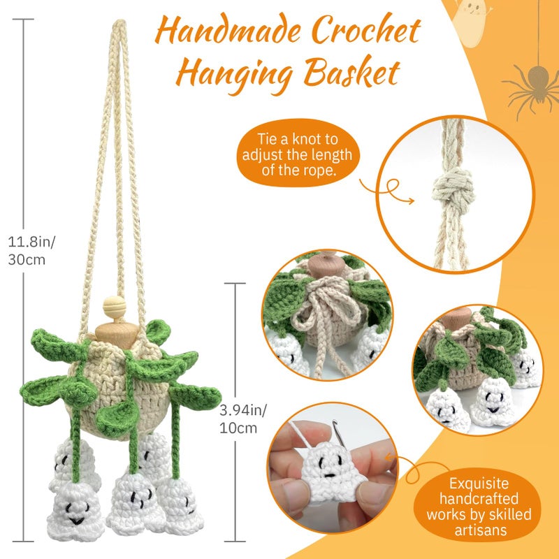 SGIBYN Crochet Glowing Ghost Car Air Freshener, Halloween Car Decor, 15ml Refillable Oil Diffuser Bottle with Hanging Crochet Decor for Car Rearview Mirror, Handmade Halloween Gifts - Image 3