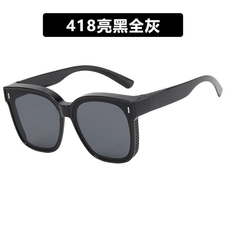 Generic Men Fashionable Anti-uv Myopia Sunglasses Driver Special Car Driving Dark Glasses Women Matching Sunshade Eyewear 418 bright black all gray 