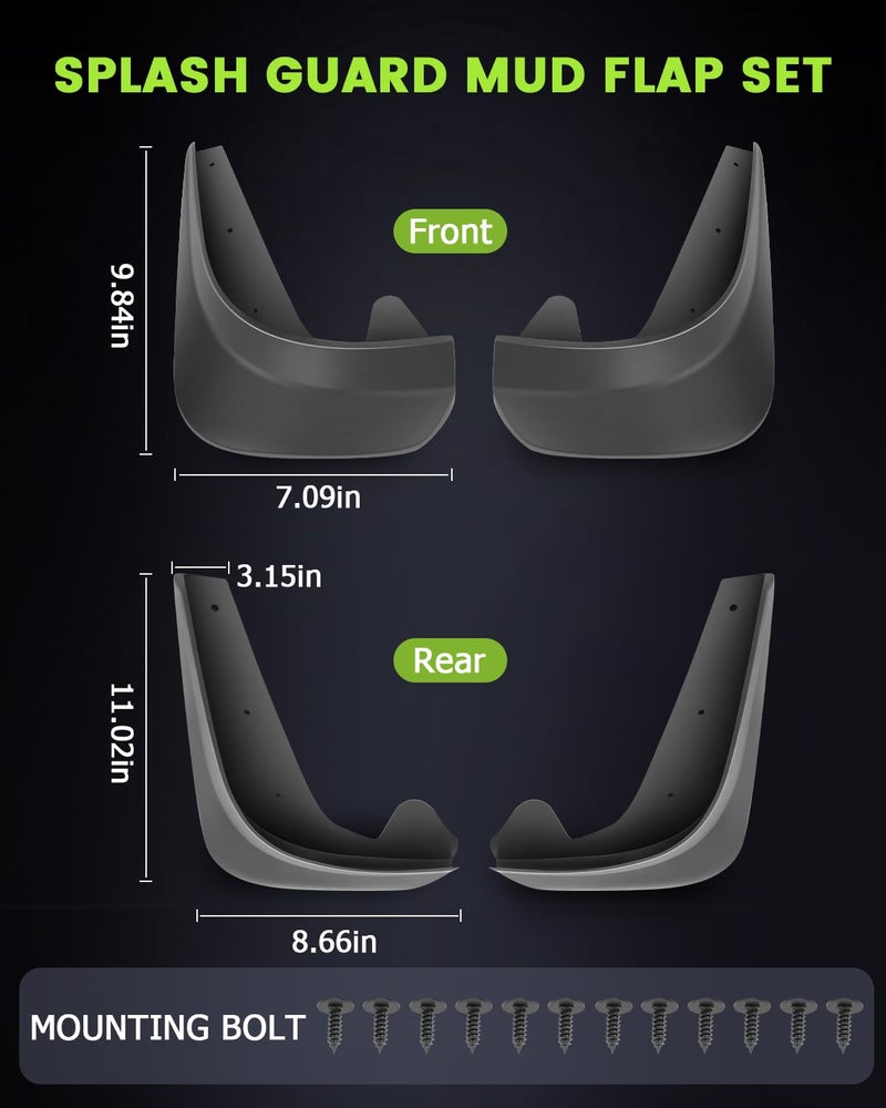 SCITOO مجموعة SCITOO من 4 قطع واقيات طين عالمية لسيارة هوندا سيفيك 1996-2000، مجموعة واقيات طين أمامية وخلفية - Image 2