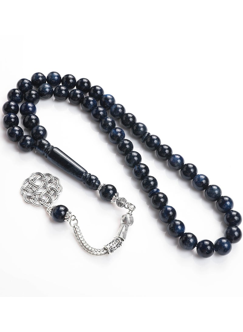 Lesha Prayer Beads (10mm 45 Beads) Royal Blue and White Resin Beads - Muslim Prayer Beads Handmade. - Image 4