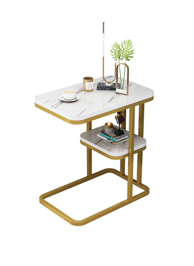 Sharpdo - 2 Tier Square End Table Sofa Side Table Living Room Small Coffee Table 50*30*60CM - Image 1
