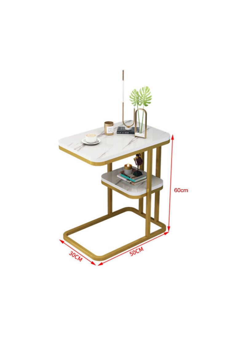 Sharpdo - 2 Tier Square End Table Sofa Side Table Living Room Small Coffee Table 50*30*60CM - Image 1
