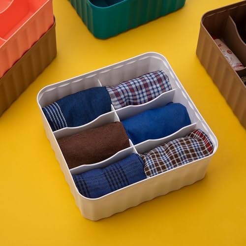 Leawall 6-Compartment Wardrobe Organizer drawers organisers for Underwear, Socks, Bras, Ties, Scarves & Undergarments,storage box and organiser, Socks organizer Socks Tray (4 Pcs,Multicolor) - Image 3