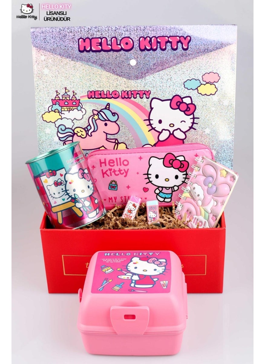 Hello Kitty مجموعة القرطاسية المدرسية المرخصة ديموس مع صندوق خاص و حقيبة أقلام  - Image 1