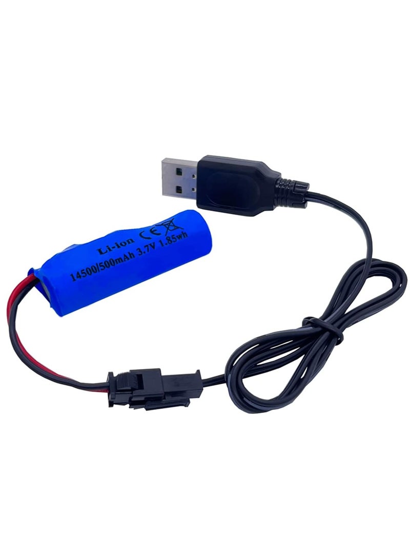 CE 3.7V 500mAh 14500 Rechargeable Li-ion Battery SM-2P Joint with USB Charger - Image 3