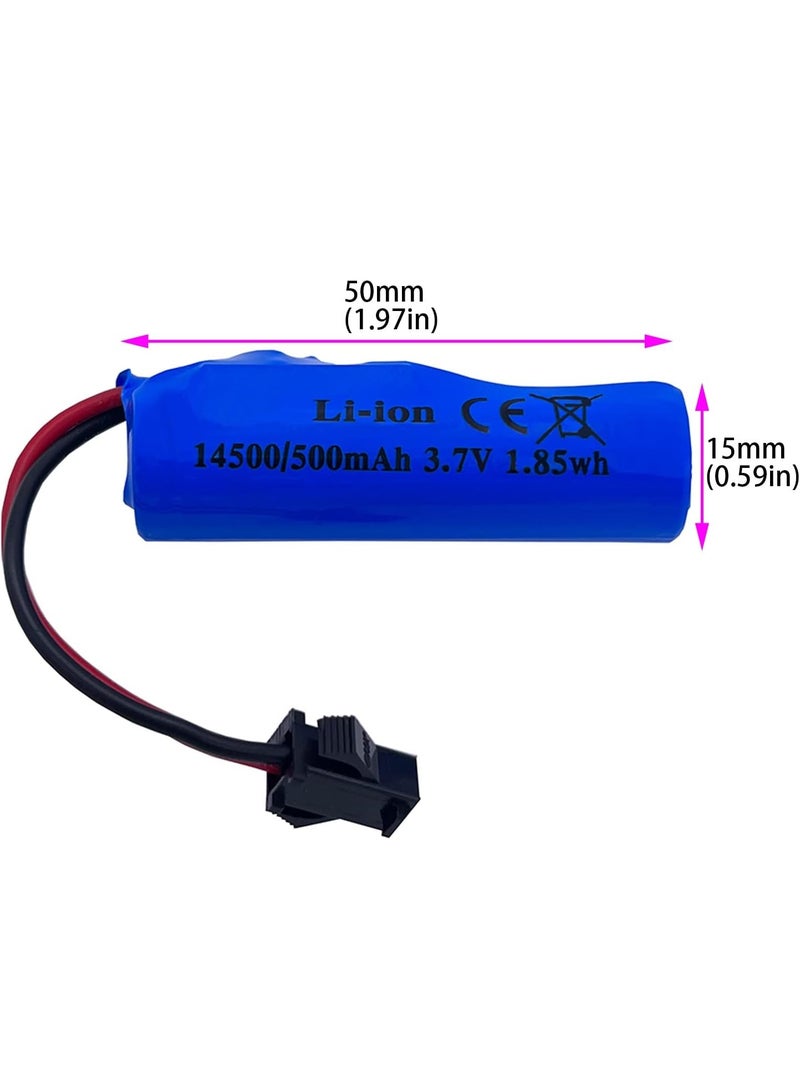 CE 3.7V 500mAh 14500 Rechargeable Li-ion Battery SM-2P Joint with USB Charger - Image 4