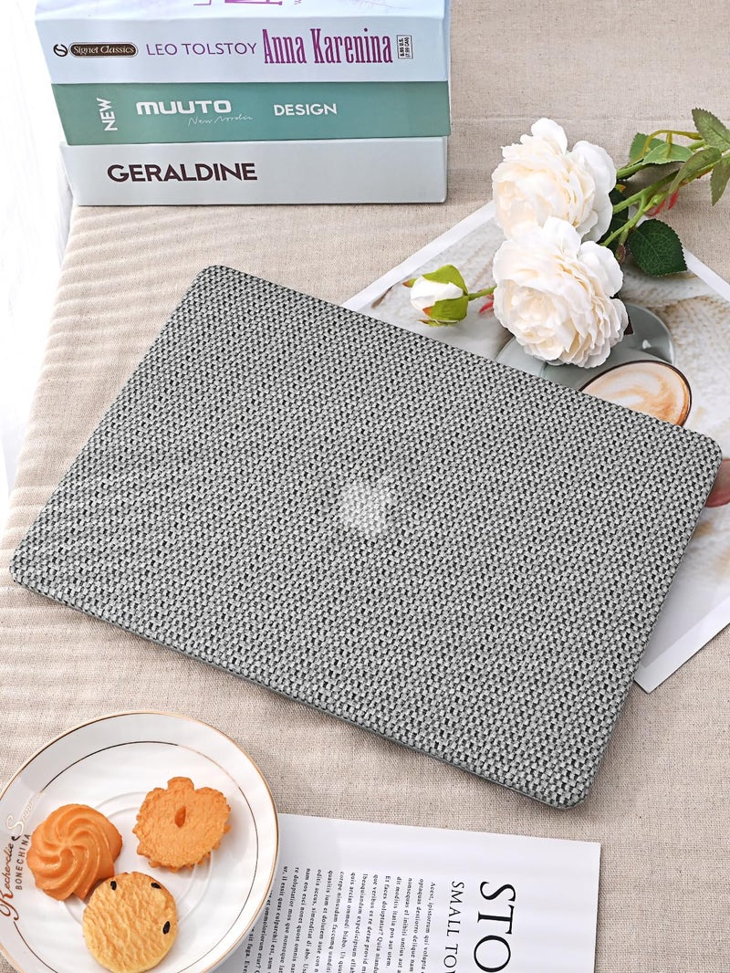 Seorsok Compatible with MacBook Pro 13 inch Case M2 2023,2022,2021-2016 A2338 M1 A2251 A2289 A2159 A1989 A1708 A1706,Elegant Leather Plastic Harld Case Transparent Keyboard Cover,Grey Woven Fabric - Image 4