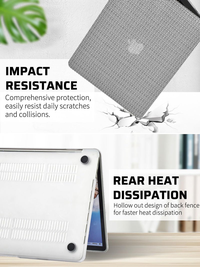 Seorsok Compatible with MacBook Pro 13 inch Case M2 2023,2022,2021-2016 A2338 M1 A2251 A2289 A2159 A1989 A1708 A1706,Elegant Leather Plastic Harld Case Transparent Keyboard Cover,Grey Woven Fabric - Image 5