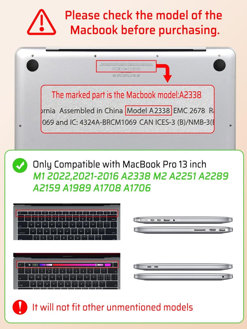 Seorsok Compatible with MacBook Pro 13 inch Case M2 2023,2022,2021-2016 A2338 M1 A2251 A2289 A2159 A1989 A1708 A1706,Elegant Leather Plastic Harld Case Transparent Keyboard Cover,Grey Woven Fabric - Image 3