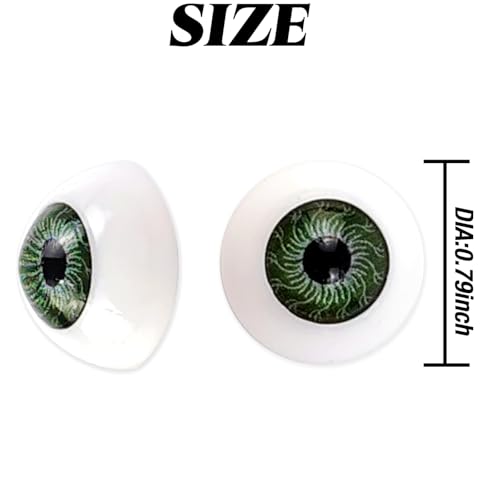 TIHOOD 48PCS 8 Colors 20mm Half Round Realistic Acrylic Eyes for Halloween Props Masks Dolls or Bears Craft Plastic Eyeballs 20mm - Image 5