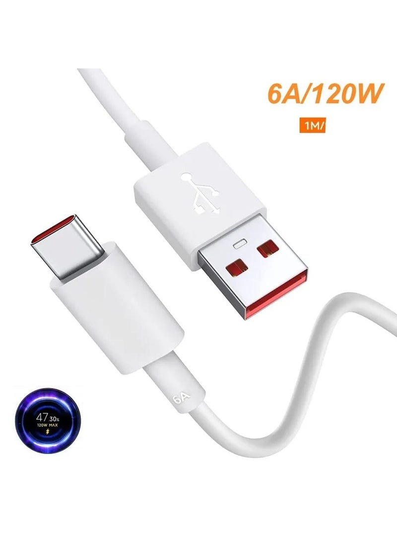 ماركة غير محددة - سلك كابل شحن 6A 120W شاحن عالي السرعة، كيبل بيانات توصيلة PVC، USB مطفي إلى Type-C، سريع فائق، موصل أنثى إلى ذكر، جهد 36V، متوافق مع هواوي، شاومي، هونور، فيفو,سامسنق,اوبو, super charger - Image 1