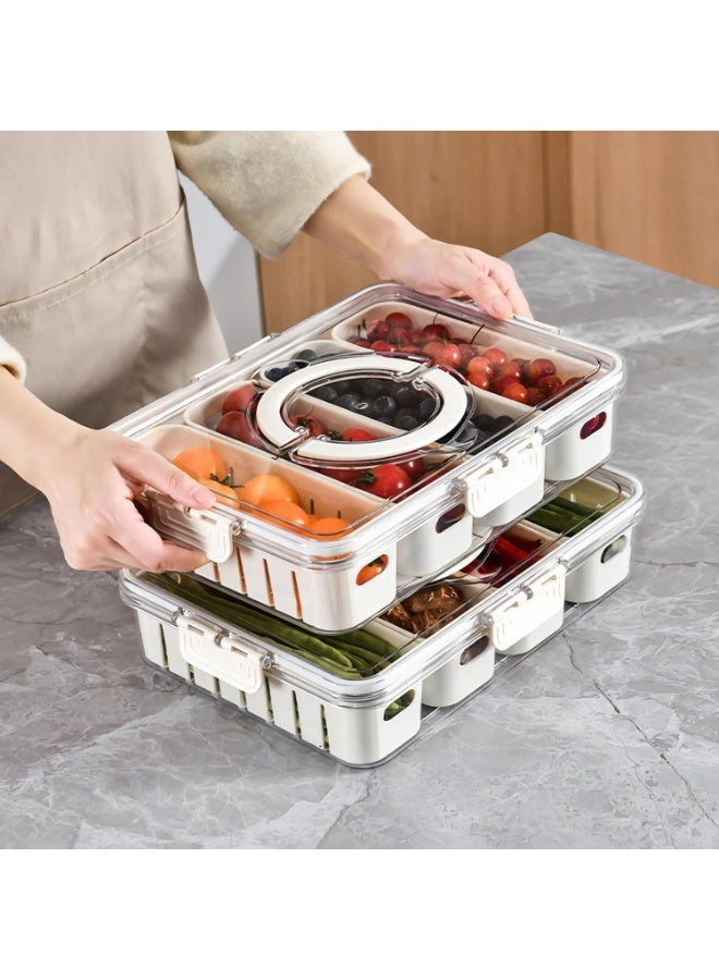 Divided Food Storage Container with Lid, Serving Tray 4 Compartments, 34 x 21.3 cm, Leakproof Snack Box Organiser - Image 4