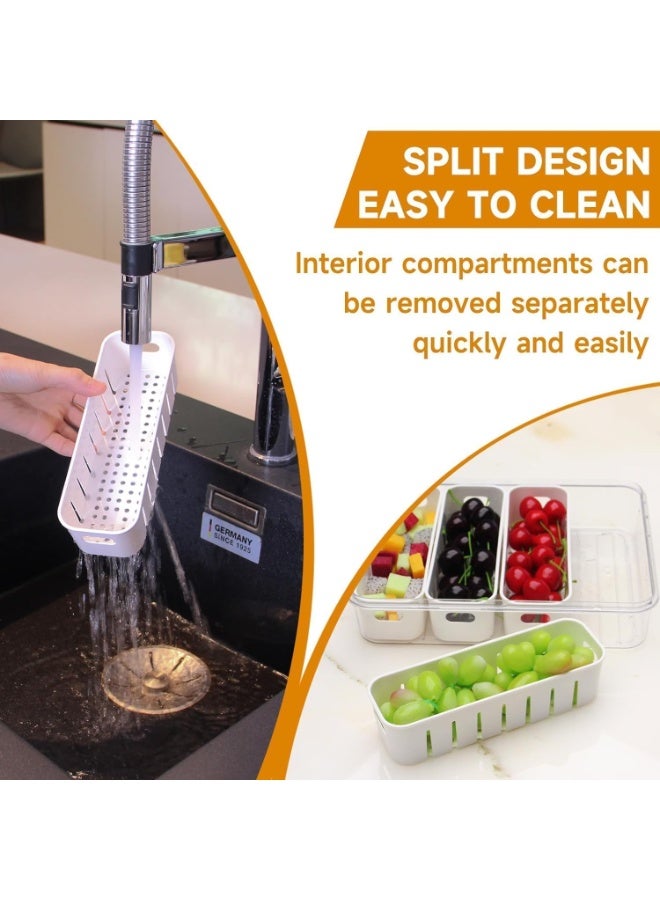 Divided Food Storage Container with Lid, Serving Tray 4 Compartments, 34 x 21.3 cm, Leakproof Snack Box Organiser - Image 5