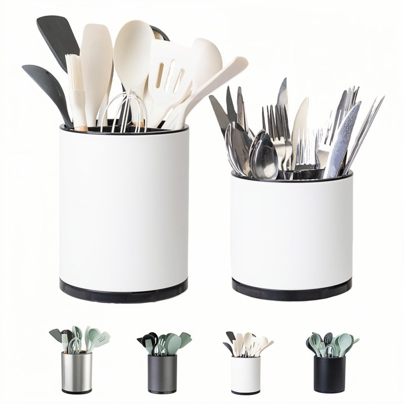 LIBODOUR Utensil HolderExtra Large Utensil Holder for Kitchen Counter Silverware Organizer Stainless Steel Storage Cooking Caddy Flatware Spoon Spatula Tool Cutlery Container2 Set