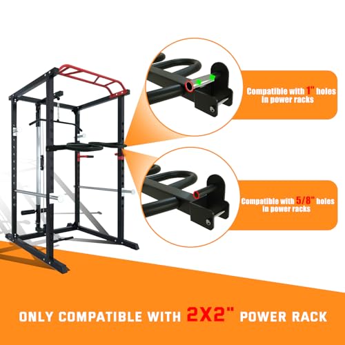 HWOOUSA Dip Bar Attachment for 2"x2" Squat Rack, Heavy Duty Power Rack Attachment with 5/8" or 1" Hole (For 2" x 2" Power Rack with Multi Grips) - Image 5