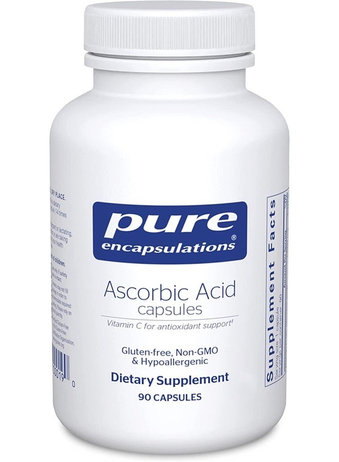 Pure Encapsulations Ascorbic Acid Capsules - 1,000 mg Vitamin C - Antioxidant & Immune Support* - High-Potency Vitamin C - Vegan & Non-GMO - 90 Capsules - Image 1