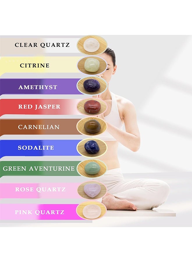 GIFT Healing Crystals Set, 11Pcs Natural Energy Gemstones Beginners Tumbled Chakra Crystal Raw Stone Spiritual Necklaces Bracelet Amethyst Rose Quartz Gravel Pendant Pack for Reiki, Yoga, Meditation - Image 5