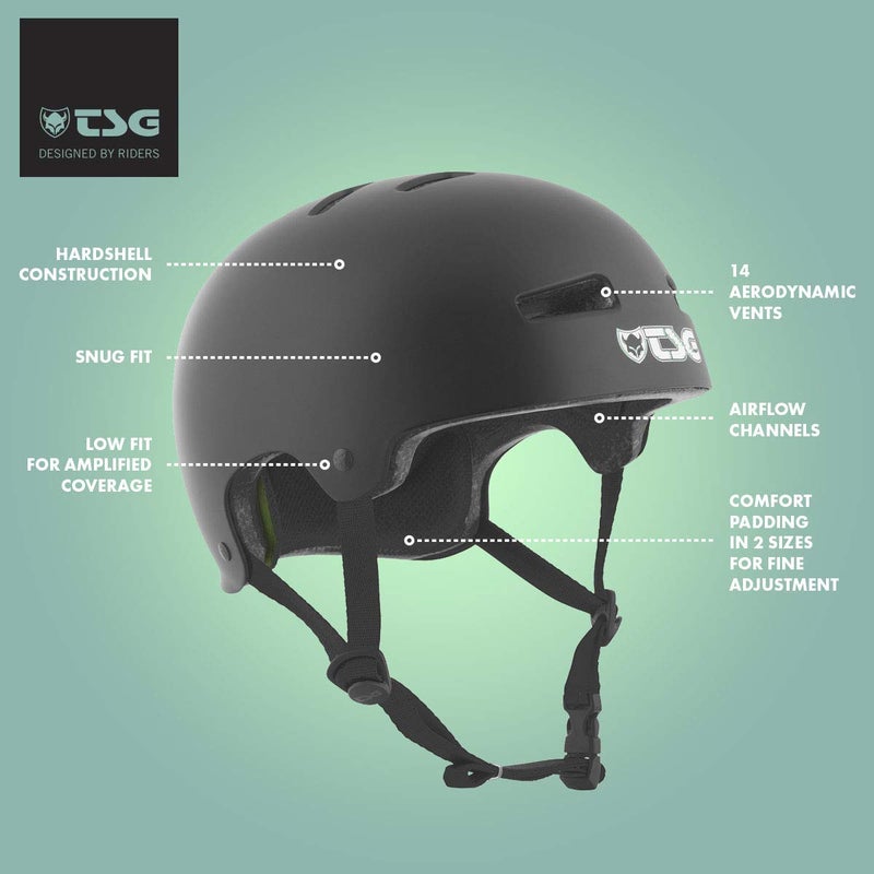 TSG Evolution Bike & Skate Helmet w/Snug Fit in Satin Black | for Cycling, BMX, Skateboarding, Rollerblading, Roller Derby, E-Boarding, E-Skating, Longboarding, Skating (Satin Black, L/XL 57-59 cm) - Image 2