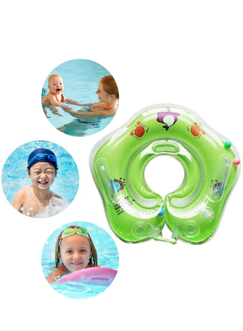 Swimming Baby Accessories Neck Ring Tube Safety Infant Float Circle for Bathing Inflatable Dolphin Inflatable Water (Green)